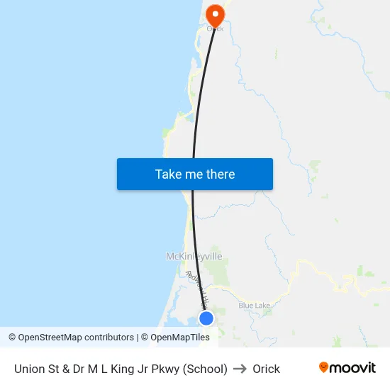 Union St & Dr M L King Jr Pkwy (School) to Orick map