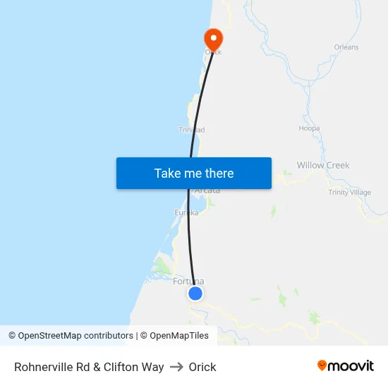 Rohnerville Rd & Clifton Way to Orick map