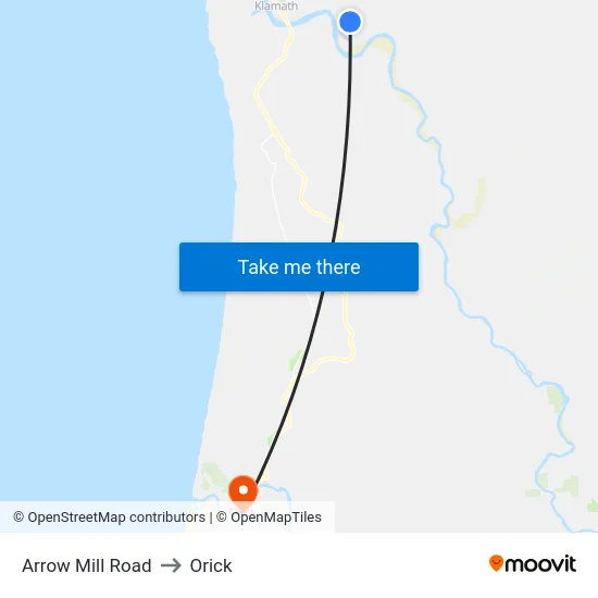 Arrow Mill Road to Orick map