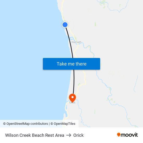 Wilson Creek Beach Rest Area to Orick map