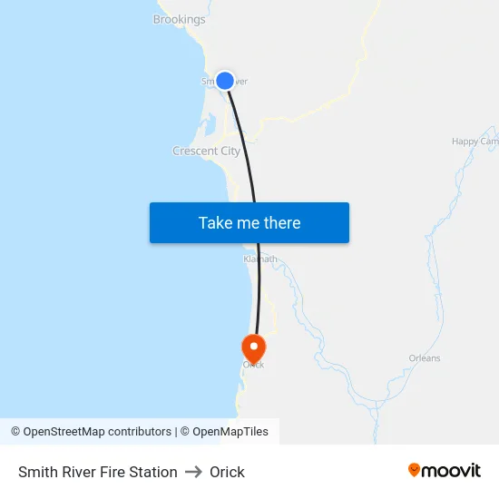 Smith River Fire Station to Orick map