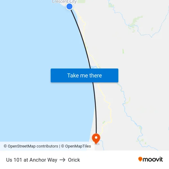 Us 101 at Anchor Way to Orick map