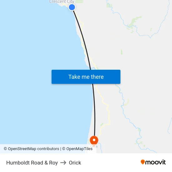 Humboldt Road & Roy to Orick map