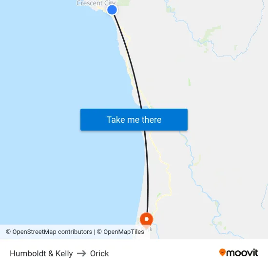 Humboldt & Kelly to Orick map