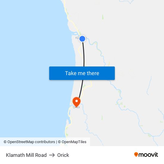 Klamath Mill Road to Orick map