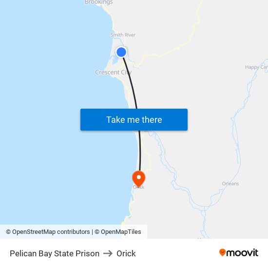 Pelican Bay State Prison to Orick map