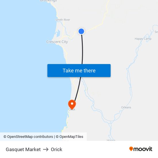 Gasquet Market to Orick map