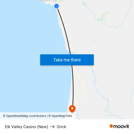 Elk Valley Casino (New) to Orick map
