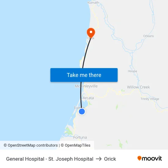General Hospital - St. Joseph Hospital to Orick map