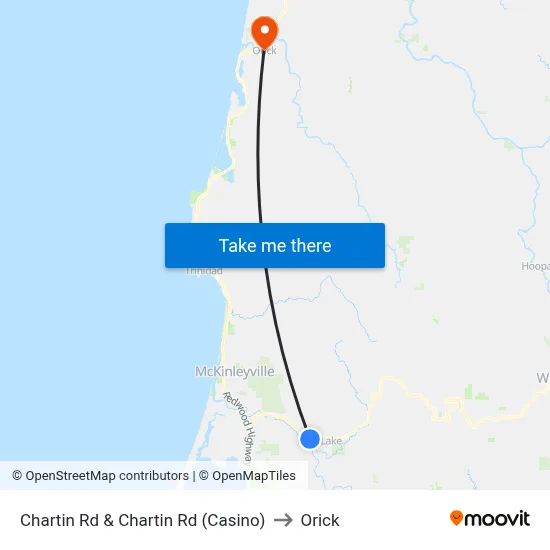 Chartin Rd & Chartin Rd (Casino) to Orick map