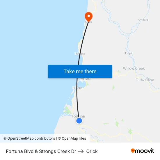 Fortuna Blvd & Strongs Creek Dr to Orick map