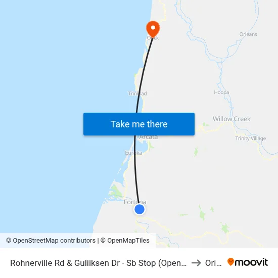 Rohnerville Rd & Guliiksen Dr - Sb Stop (Opendoor) to Orick map