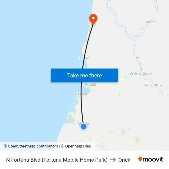 N Fortuna Blvd (Fortuna Mobile Home Park) to Orick map