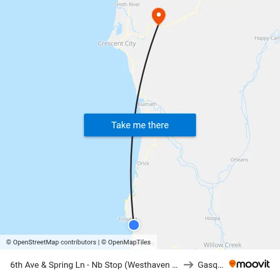 6th Ave & Spring Ln - Nb Stop (Westhaven Fire Dept) to Gasquet map
