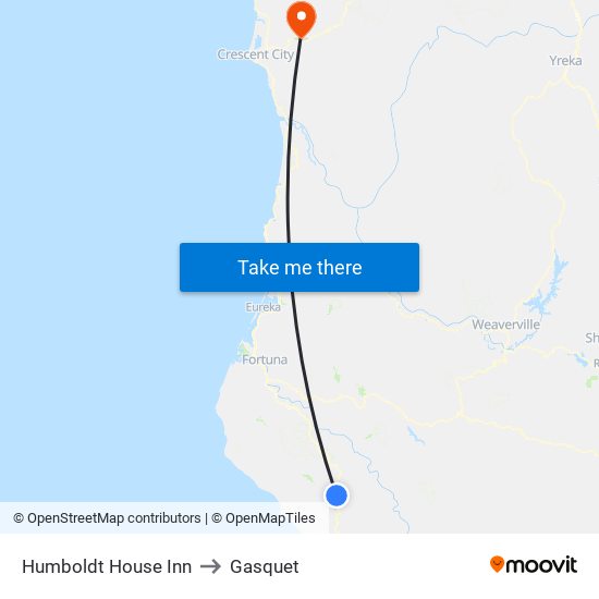 Humboldt House Inn to Gasquet map