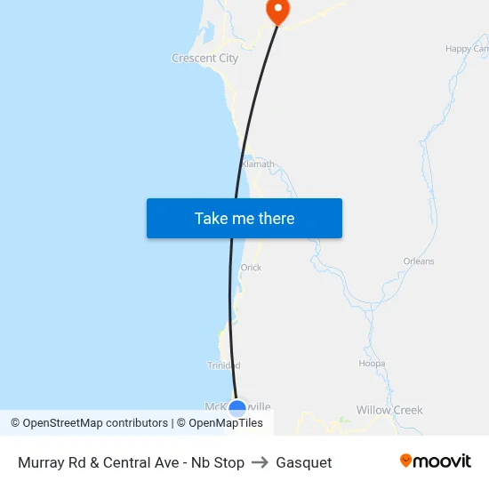 Murray Rd & Central Ave - Nb Stop to Gasquet map