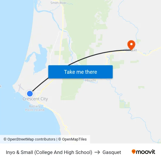 Inyo & Small (College And High School) to Gasquet map