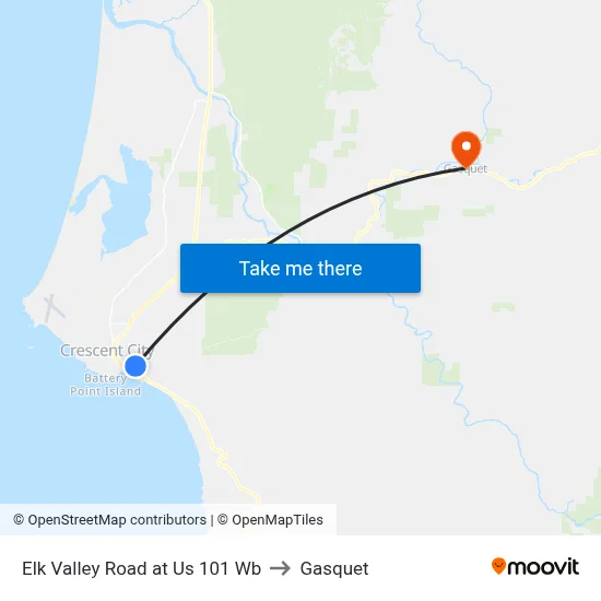 Elk Valley Road at Us 101 Wb to Gasquet map