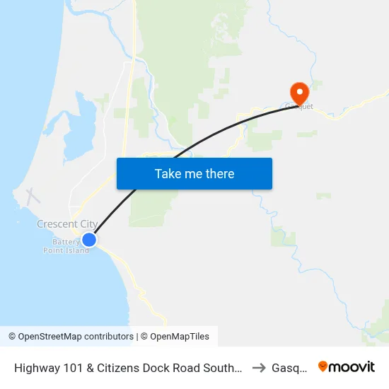Highway 101 & Citizens Dock Road Southbound to Gasquet map