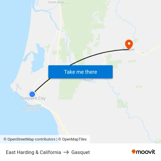East Harding & California to Gasquet map