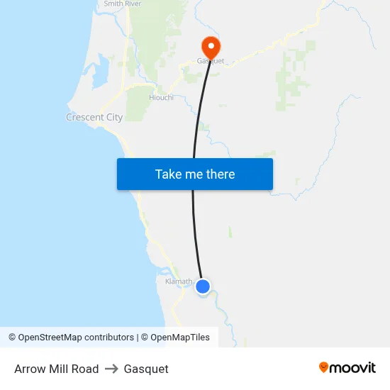 Arrow Mill Road to Gasquet map