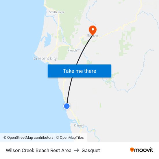 Wilson Creek Beach Rest Area to Gasquet map