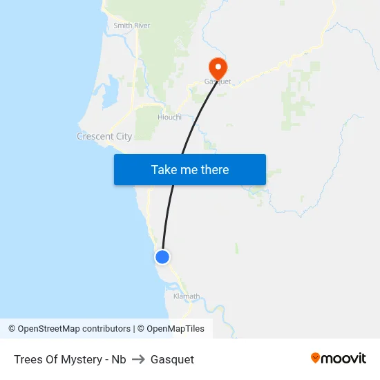 Trees Of Mystery - Nb to Gasquet map