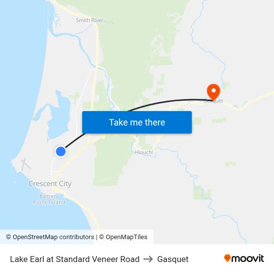 Lake Earl at Standard Veneer Road to Gasquet map