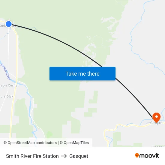Smith River Fire Station to Gasquet map