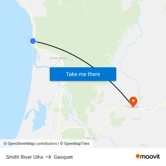 Smith River Uihs to Gasquet map