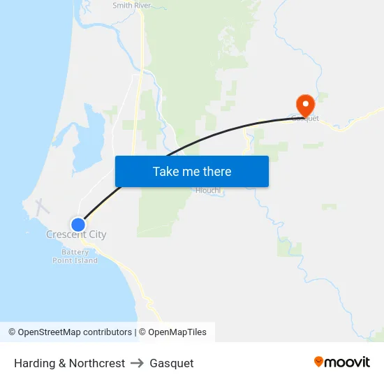 Harding & Northcrest to Gasquet map