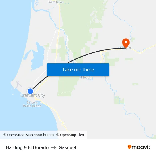 Harding & El Dorado to Gasquet map