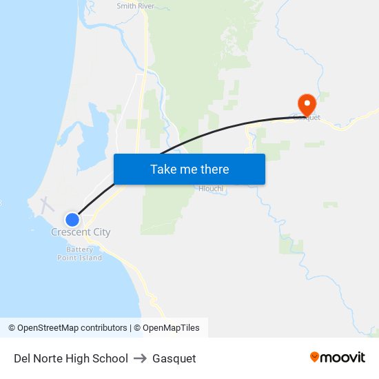 Del Norte High School to Gasquet map