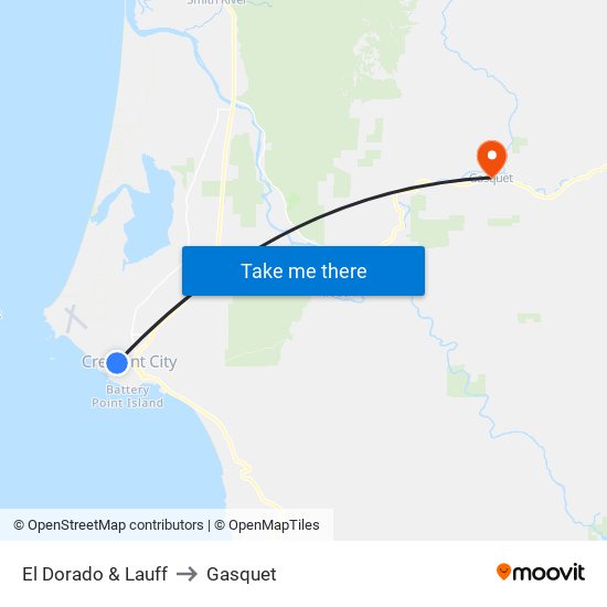 El Dorado & Lauff to Gasquet map