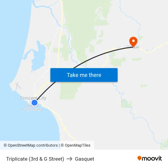 Triplicate (3rd & G Street) to Gasquet map