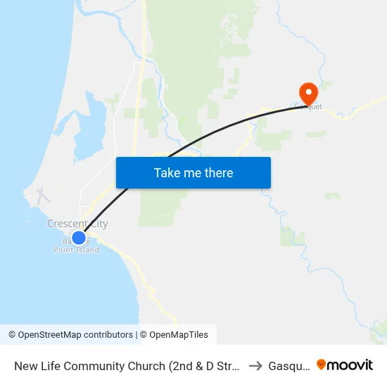 New Life Community Church (2nd & D Street) to Gasquet map