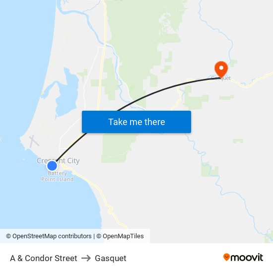 A & Condor Street to Gasquet map