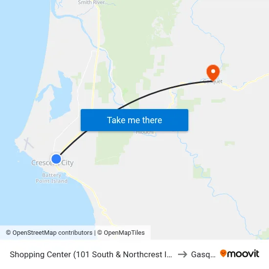 Shopping Center (101 South & Northcrest Intersection) to Gasquet map