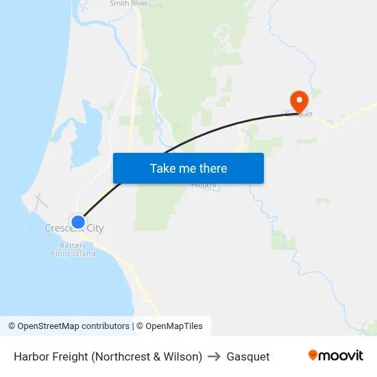 Harbor Freight (Northcrest & Wilson) to Gasquet map