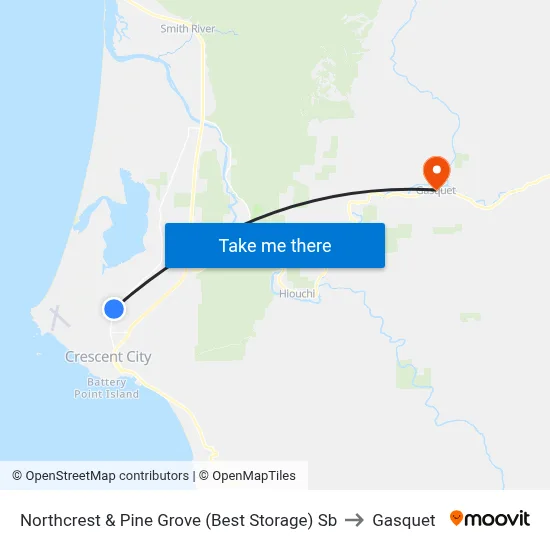 Northcrest & Pine Grove (Best Storage) Sb to Gasquet map