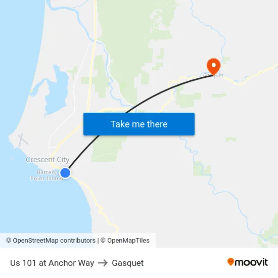Us 101 at Anchor Way to Gasquet map