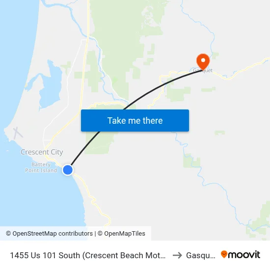 1455 Us 101 South (Crescent Beach Motel) to Gasquet map