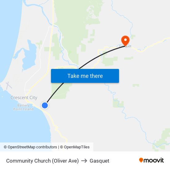 Community Church (Oliver Ave) to Gasquet map
