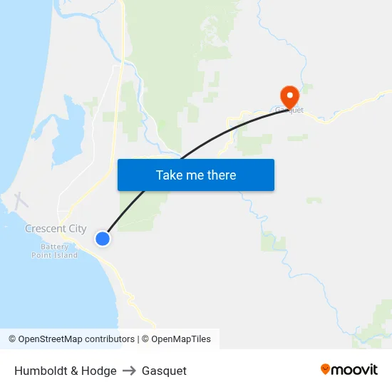 Humboldt & Hodge to Gasquet map