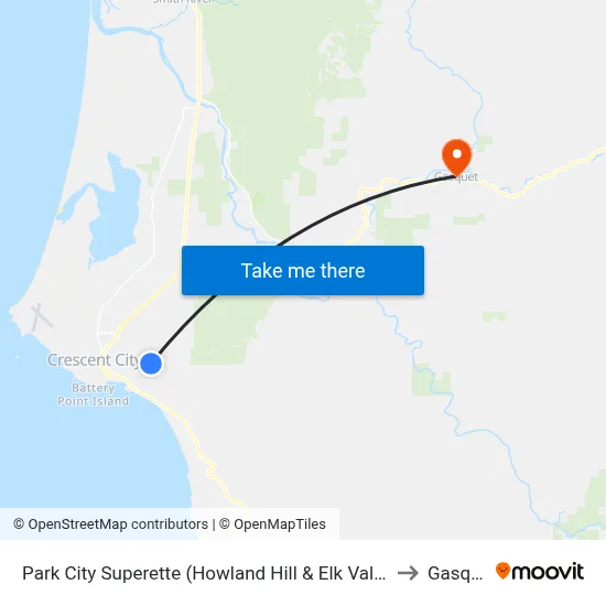 Park City Superette (Howland Hill & Elk Valley Road) to Gasquet map