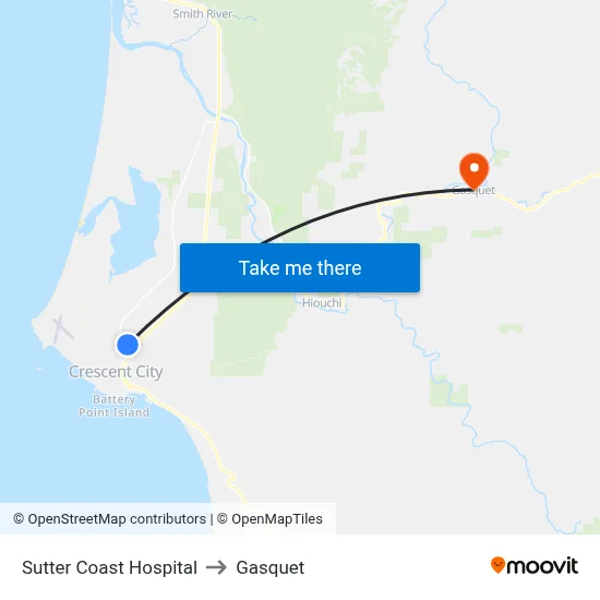 Sutter Coast Hospital to Gasquet map