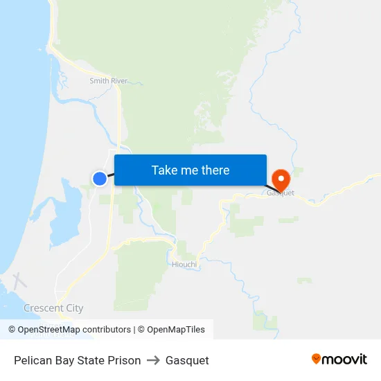Pelican Bay State Prison to Gasquet map