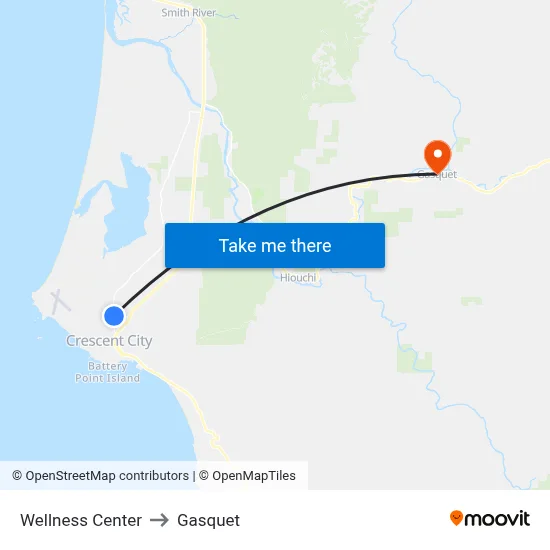 Wellness Center to Gasquet map