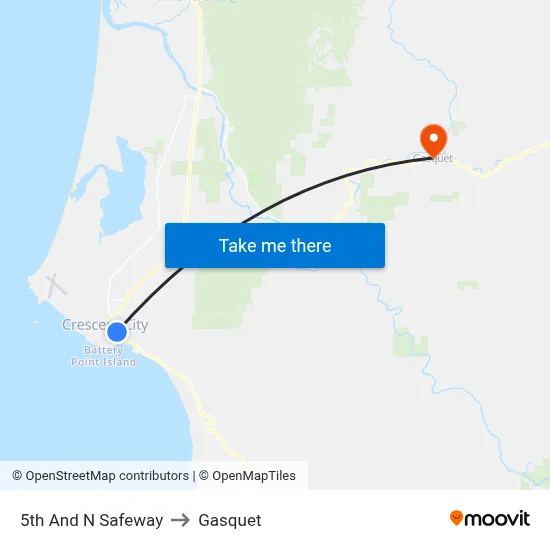 5th And N Safeway to Gasquet map