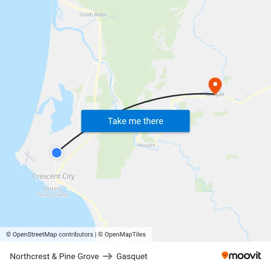 Northcrest & Pine Grove to Gasquet map